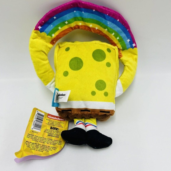 Bark Box Medium Imaginaaation Spongebob Rainbow Plush Dog Toy Crinkle Squeaker - Picture 3 of 3
